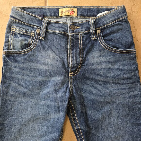 Wrangler 20X Boys Jeans Size 14 Regular Blue Denim Adjustable Waist Pockets - Picture 3 of 7